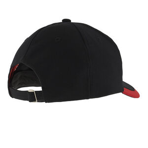 Black Cap with Crest and Stripes